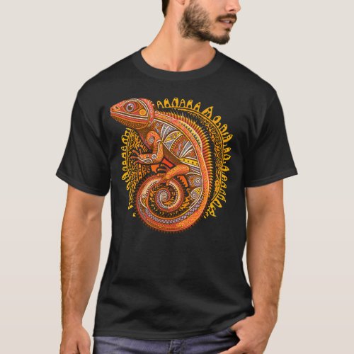 Ethnic Tribal Iguana design T_Shirt