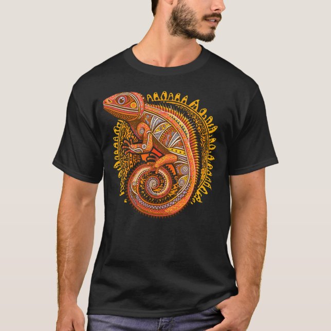 Ethnic Tribal Iguana design T-Shirt (Front)
