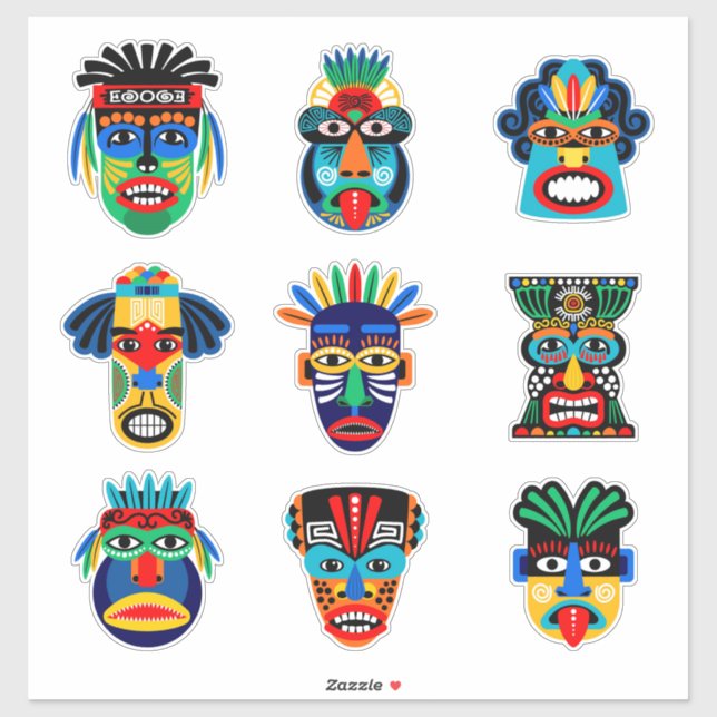 Ethnic Tribal Mask Sticker (Sheet)
