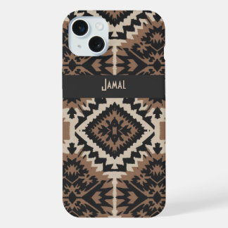Ethnic Tribal Mudcloth Black & Tan iPhone 15 Plus Case