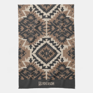 Ethnic Tribal Mudcloth Black & Tan Kitchen Towel