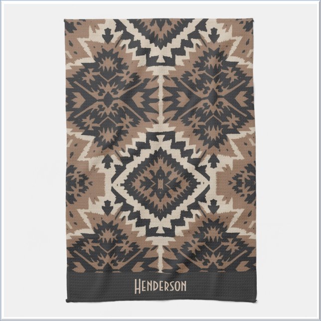 Ethnic Tribal Mudcloth Black & Tan Kitchen Towel (Creator Uploaded)