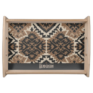Ethnic Tribal Mudcloth Black & Tan Serving Tray