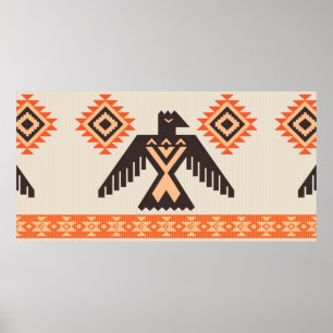 Ethnic tribal ornament with eagle poster