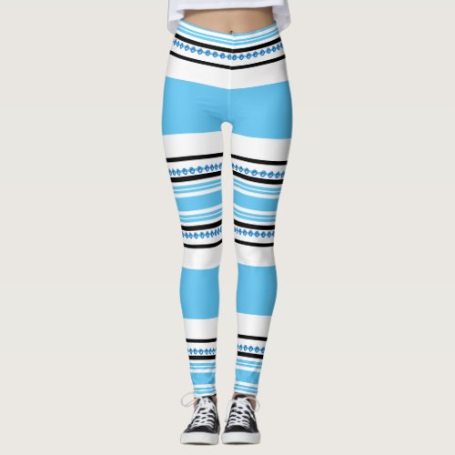 Ethnic tribal pattern blue hipster workout leggings