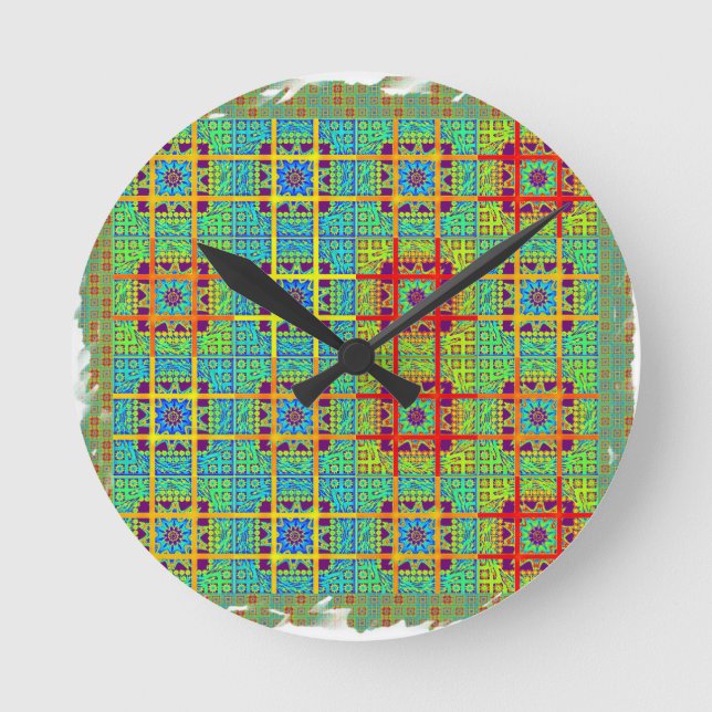 Ethnic tribal pattern.jpg round clock (Front)