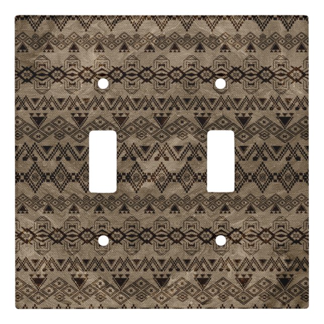 Ethnic Tribal  Pattern on canvas Light Switch Cover (Front)