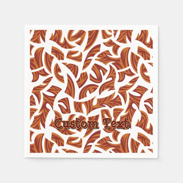 Ethnic Tribal Pattern Orange and Brown Napkins (Front)