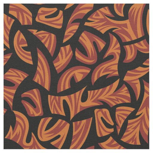 Ethnic Tribal Pattern Orange Brown Black Fabric
