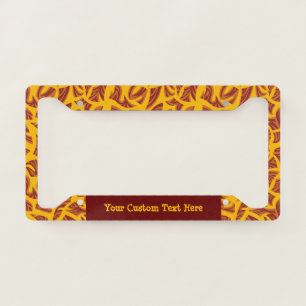 Ethnic Tribal Pattern Orange Brown Yellow License Plate Frame