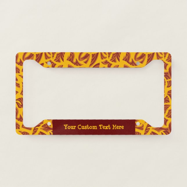 Ethnic Tribal Pattern Orange Brown Yellow License Plate Frame (Front)