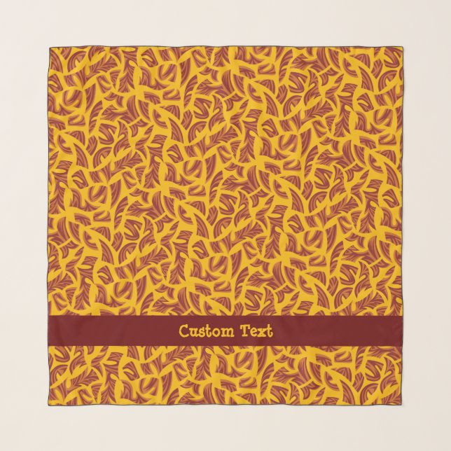 Ethnic Tribal Pattern Orange Brown Yellow Scarf (Front (Horizontal))