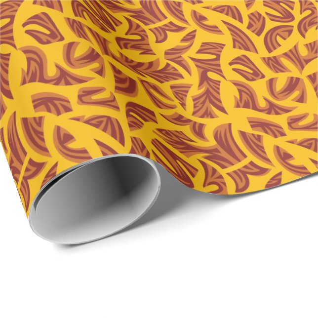 Ethnic Tribal Pattern Orange Brown Yellow Wrapping Paper (Roll Corner)