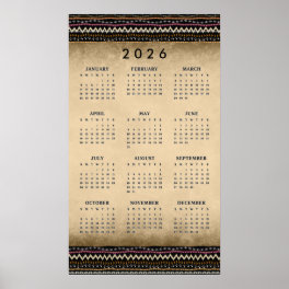 Ethnic Tribal Stripes 2026 Wall Calendar Poster