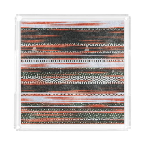 Ethnic tribal stripes rug design acrylic tray