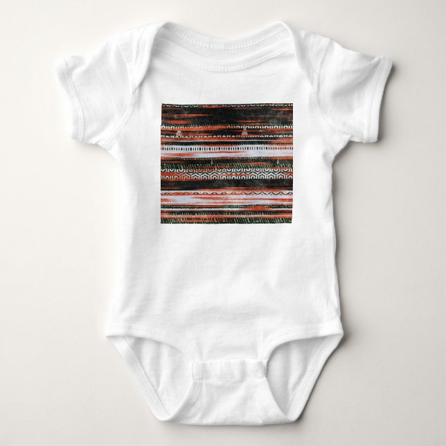 Ethnic tribal stripes: rug design. baby bodysuit (Front)