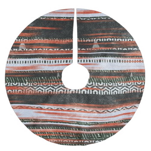 Ethnic tribal stripes rug design brushed polyester tree skirt
