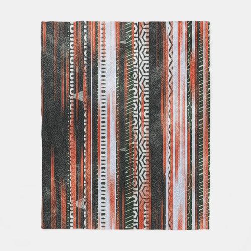 Ethnic tribal stripes rug design fleece blanket