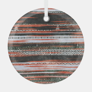 Ethnic tribal stripes: rug design. glass ornament
