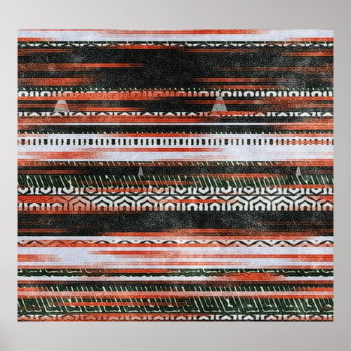 Ethnic tribal stripes rug design poster