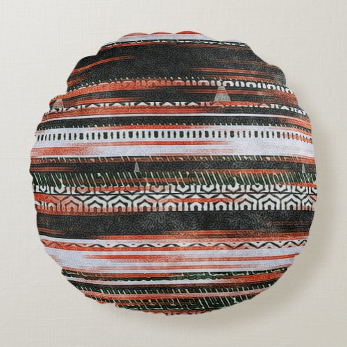 Ethnic tribal stripes rug design round pillow