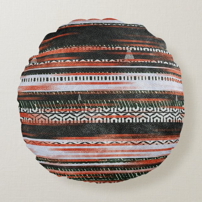 Ethnic tribal stripes: rug design. round pillow (Front)