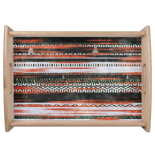 Ethnic tribal stripes rug design serving tray
