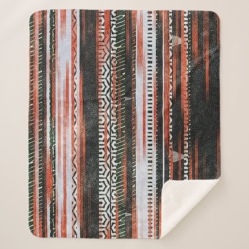 Ethnic tribal stripes rug design sherpa blanket