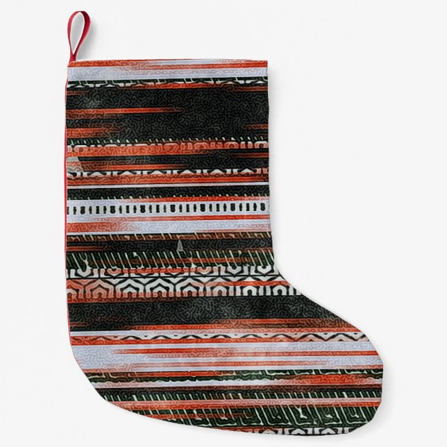 Ethnic tribal stripes: rug design. small christmas stocking (Front)