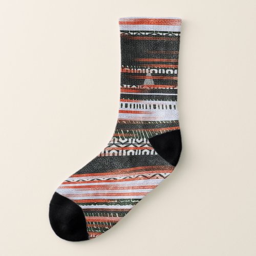 Ethnic tribal stripes rug design socks