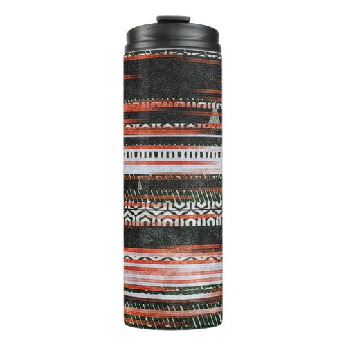 Ethnic tribal stripes rug design thermal tumbler