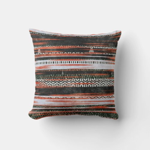 Ethnic tribal stripes rug design throw pillow