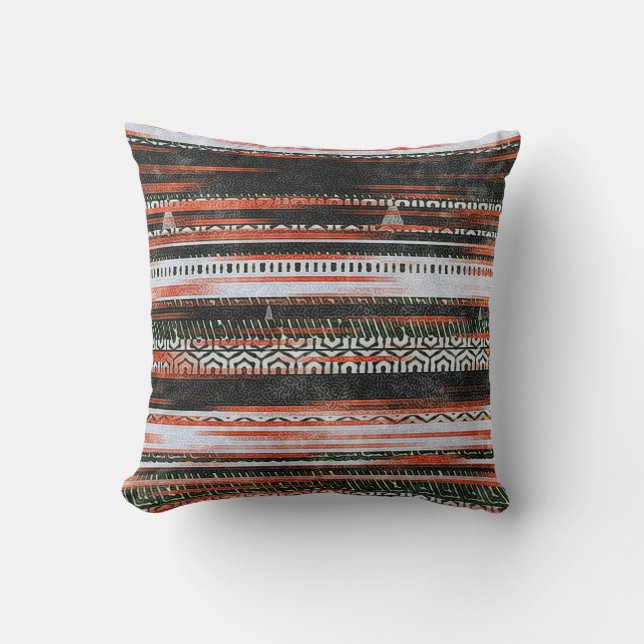 Ethnic tribal stripes: rug design. throw pillow (Front)