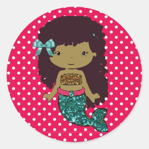 Ethnic Turquoise and Hot Pink Mermaid Classic Round Sticker