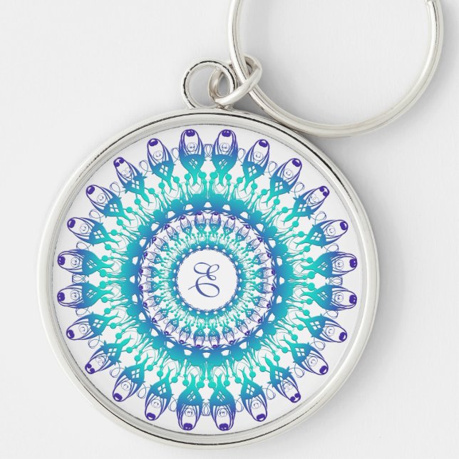 Ethnic turquoise Mandala Keychain (Front)