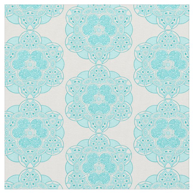 Ethnic turquoise pattern 2 fabric (Close Up)