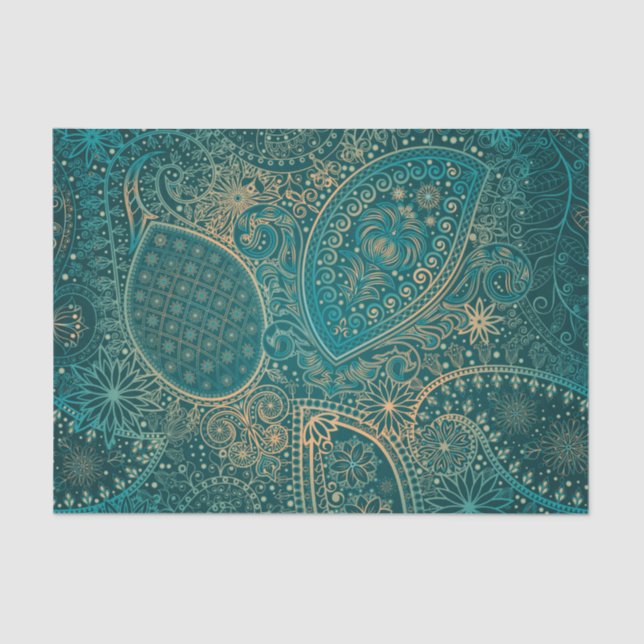 Ethnic turquoise Tissue Paper (Front)