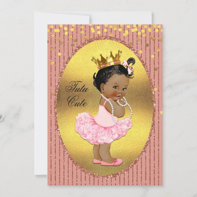 Ethnic Tutu Cute Faux Gold Foil Glitter Confetti Invitation (Front)