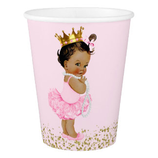 Ethnic Tutu Princess Pink Gold Baby Shower Paper Cup