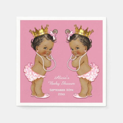Ethnic Twins Princess Baby Shower Personalized Napkins