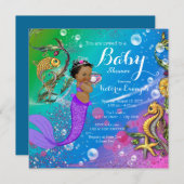 Ethnic Under the Sea Mermaid Baby Shower Invitation (Front/Back)