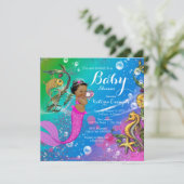 Ethnic Under the Sea Mermaid Baby Shower Invitation (Standing Front)