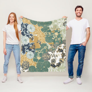 Ethnic Victorian Floral Pattern Vintage Design Fleece Blanket