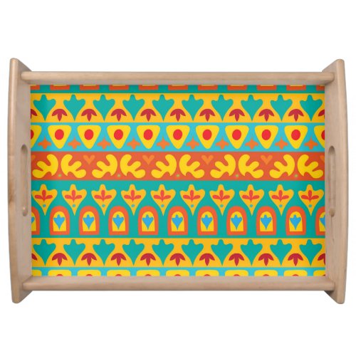 Ethnic Vintage Garden Seamless Background Serving Tray