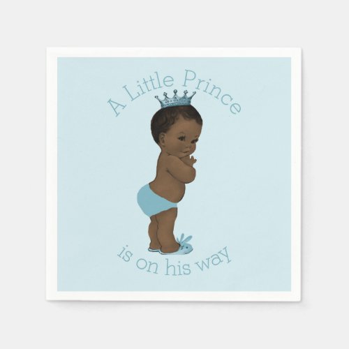 Ethnic Vintage Little Prince Baby Shower Blue Napkins