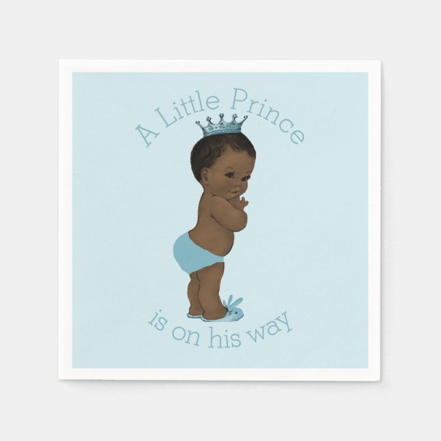 Ethnic Vintage Little Prince Baby Shower Blue Napkins (Front)