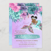 Ethnic vintage mermaid baby under the sea shower invitation (Front/Back)