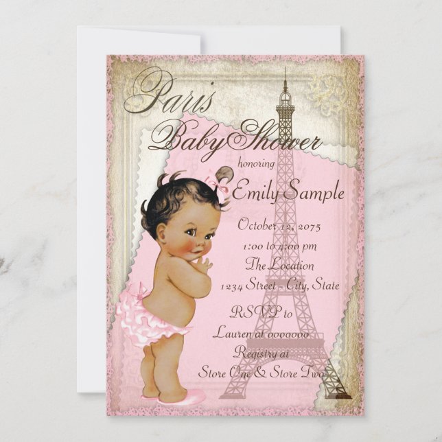 Ethnic Vintage Paris Baby Shower Invitation (Front)