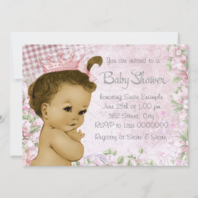 Ethnic Vintage Pink Baby Shower Invitation (Front)