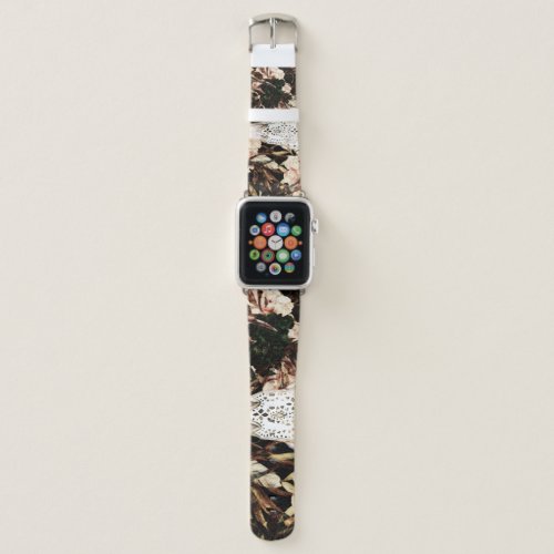 Ethnic watercolor retro floral background apple watch band